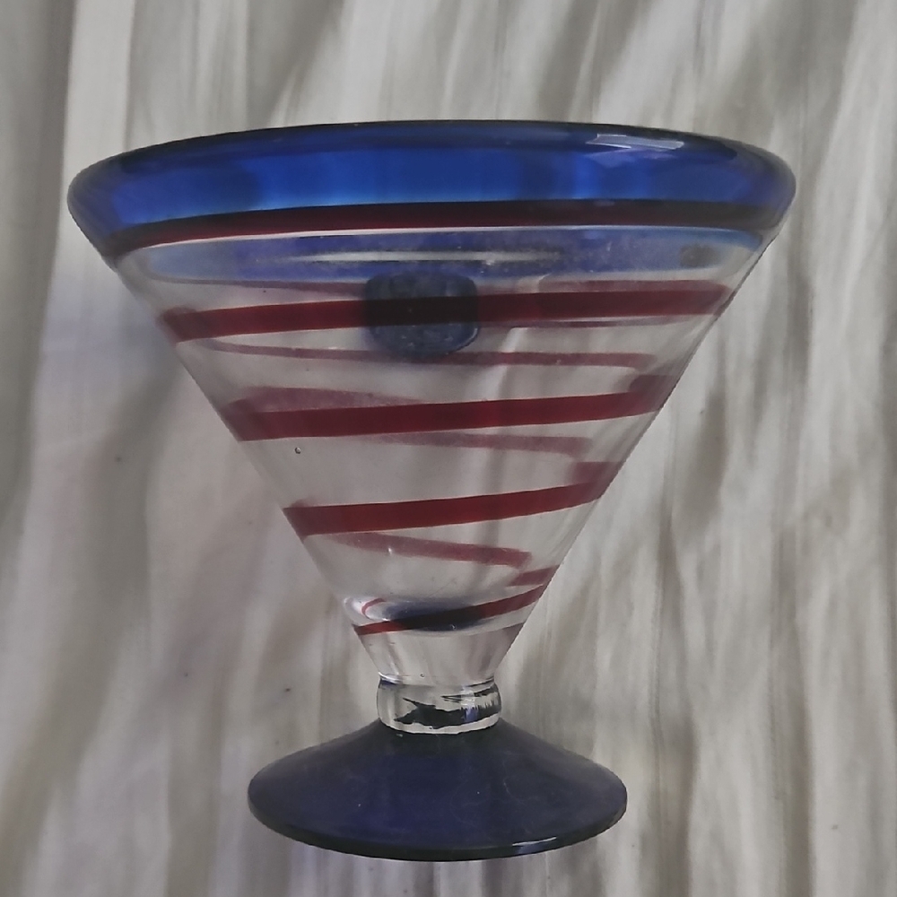 Blue and Red Striped Drinkware Set for Dining